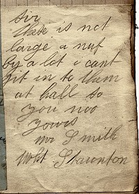 Note requesting larger trousers