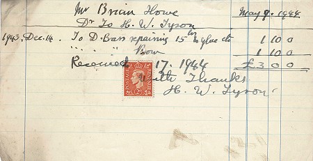 Invoice from H W Tyson, 1944
