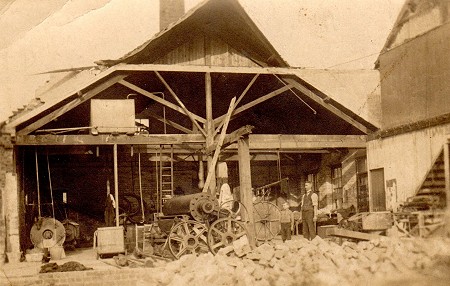 Postcard showing the laundry after the flood